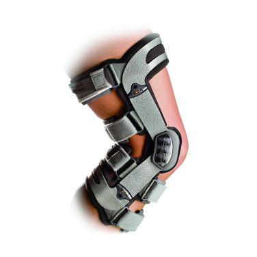 Zusatzbild DONJOY® OA Adjuster 3 am Bein außen, Rahmenorthese zur Entlastung und Stabilisierung des Kniegelenks bei Gonarthrose